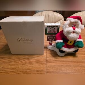 VIntage Talking Santa Claus Holiday Decor - Red, White, and Green